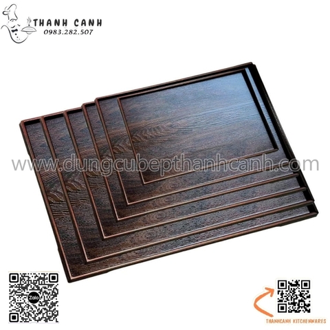 Khay nhựa hình chữ nhật vân gỗ, khay bê đồ cao cấp
