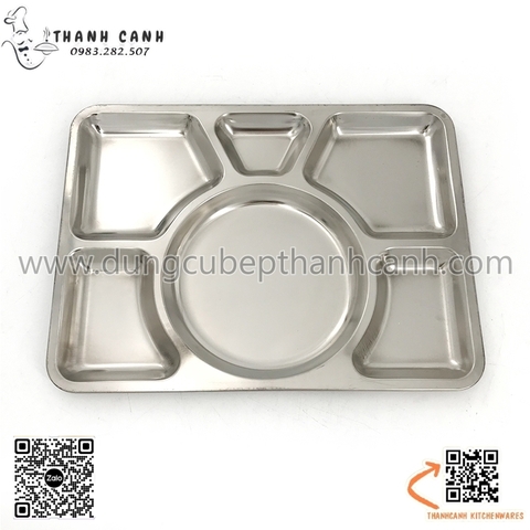 Khay cơm inox nhiều ngăn size lớn , KT 30x40cm,  sử dụng nhiều cho nhà chùa
