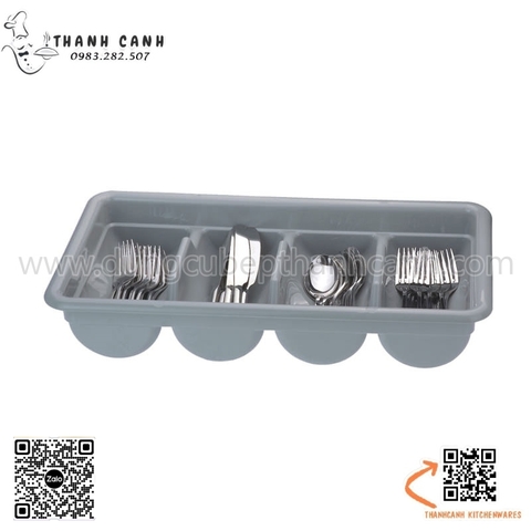 Khay thìa đũa inox 4 ngăn bằng nhựa, khay để dụng cụ phục vụ 4 ngăn chất liệu nhựa