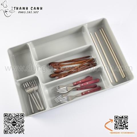 Khay nhựa đựng dụng cụ, khay chia thia dĩa bằng nhựa cỡ lớn có nhiều ngăn chứa chuyên dụng trong tủ bếp