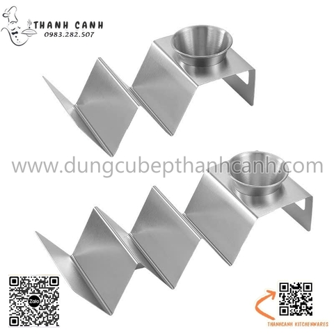 Kệ trưng bày bánh Taco, khay làm bánh taco không kèm cốc bằng inox cao cấp
