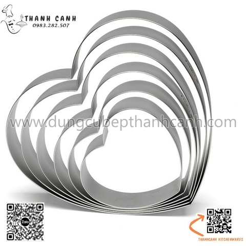 Khuôn salad bằng inox hình tim, khuôn mousse hình trái tim hàng dày