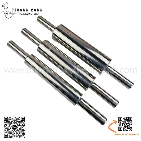 Dụng cụ lăn bột bằng inox có trục lăn 3 kích thước khác nhau
