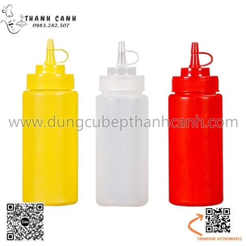 Lọ bơm sốt, tương ớt 1 đầu hoặc 3 đầu vòi , lọ sốt nhựa PP