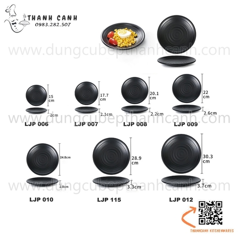Bộ bát đĩa, cốc chén Melamine đen chuyên dụng cho quán nướng, nhà hàng, quán ăn 3 sao
