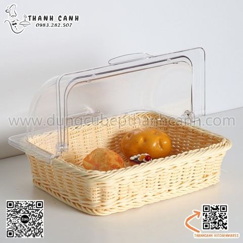 Nắp khay buffet hình chữ nhật mở 180 độ (không kèm khay). Nắp nhựa mica đậy khay 1/2, nắp chụp nhựa 1/2