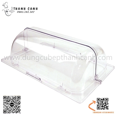 Nắp chụp nhựa hình chữ nhật 1/1 dạng mở ( KHAY KHÔNG ĐI KÈM), nắp nhựa quầy buffet có thể đóng mở mà không cần nhấc ra