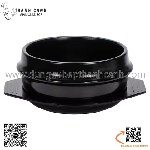 Thố đất đen hàn quốc, nồi thố đất trộn cơm kèm đế , nồi nấu mỳ cay