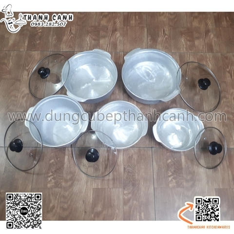 Tộ gang trắng nắp kính, tộ gang thủ công màu trắng