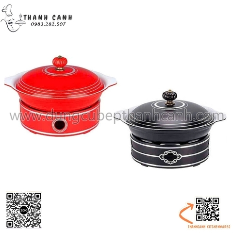 Bộ nồi hấp gang chống dính có nắp, nồi hấp màu đỏ và đen với nhiều kích thước