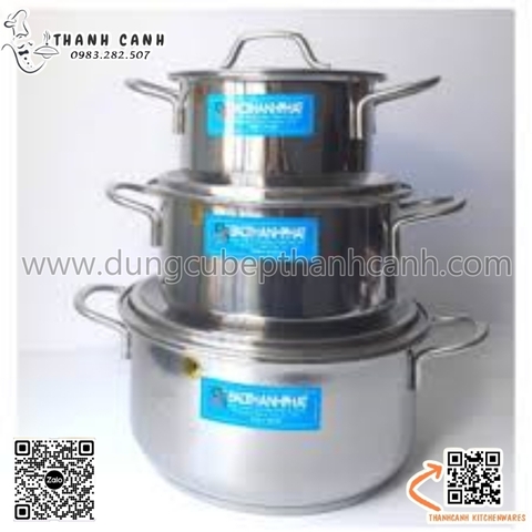 Nồi chia cơm canh học sinh, nồi inox 3 đáy hàng dày