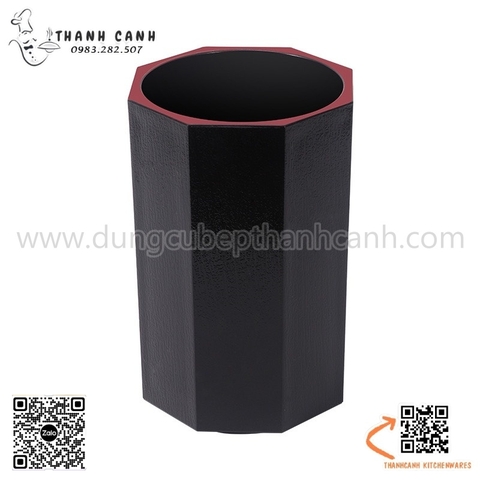 Ống nhựa đỏ đen cắm đũa thìa, ống đũa nhựa phong cách Nhật Bản màu đỏ đen sơn mài