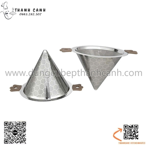 Phễu lọc trà hình nón, vợt lọc trà inox cao cấp