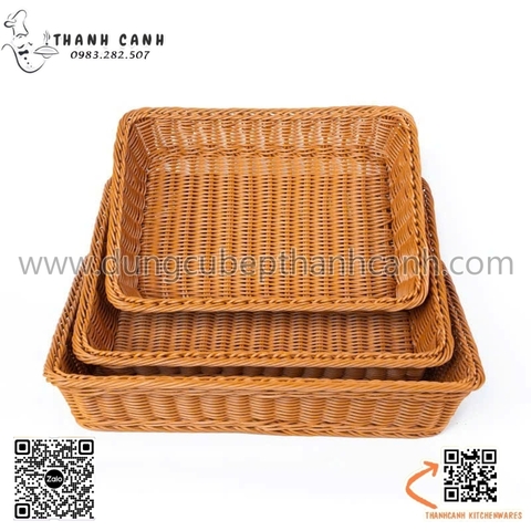 Rổ mây hình chữa nhật màu nâu cao cấp