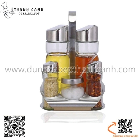 Bộ gia vị để bàn 2/3/4 chi tiết, Bình gia vị thuỷ tinh nhà hàng bếp ăn
