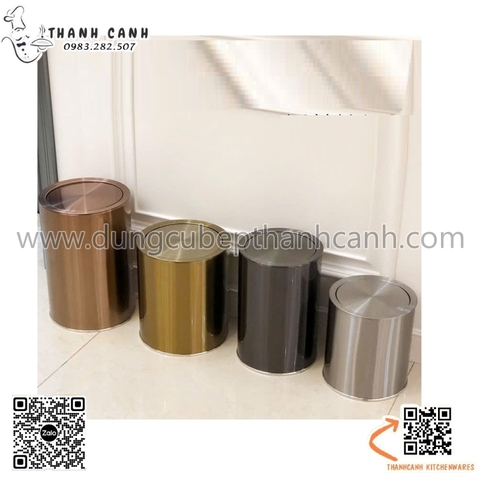 Thùng rác inox nắp lật cao cấp,thùng rác inox tròn