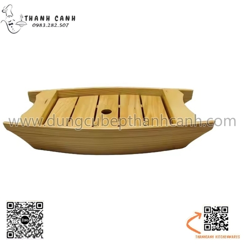 Xuồng gỗ bày gỏi cá , xuồng gỗ bày sashimi sushi