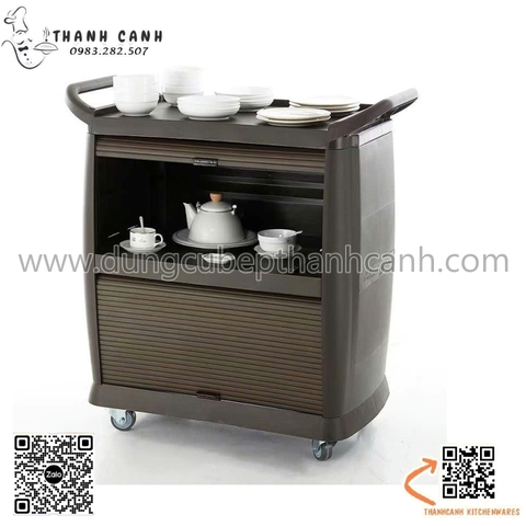 Xe đẩy phục vụ nhà hàng khách sạn, xe đẩy bát đĩa có cửa đóng mở, xe đẩy phục vụ đồ ăn cao cấp