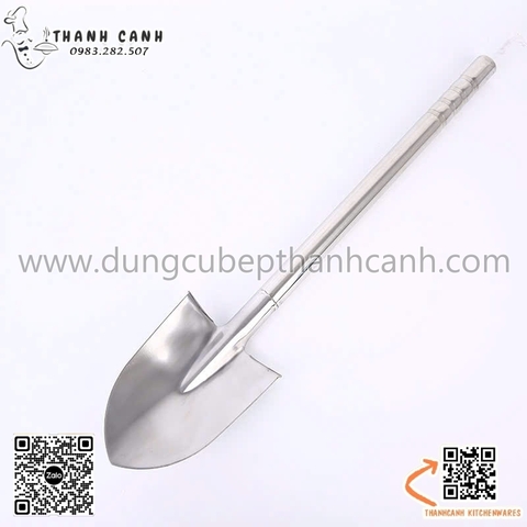 Xẻng đảo cơm inox cán dài, xẻng xúc cơm, xẻng inox đầu tròn mũi nhọn