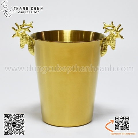 Xô ngâm rượu vang inox đầu hươu màu vàng, xô ướp lạnh rượu vang màu vàng