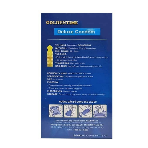 Bao cao su Goldentime Sweet And Stronger, Hộp 12 cái