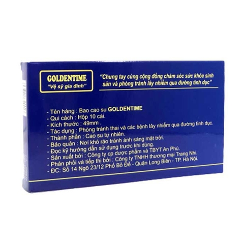 Bao cao su Goldentime Trơn, Hộp 10 cái