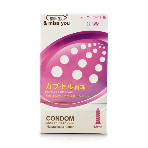 Bao cao su kéo dài thời gian quan hệ & Miss You Capsules Of Pearl Nhật Bản, Hộp 12 cái