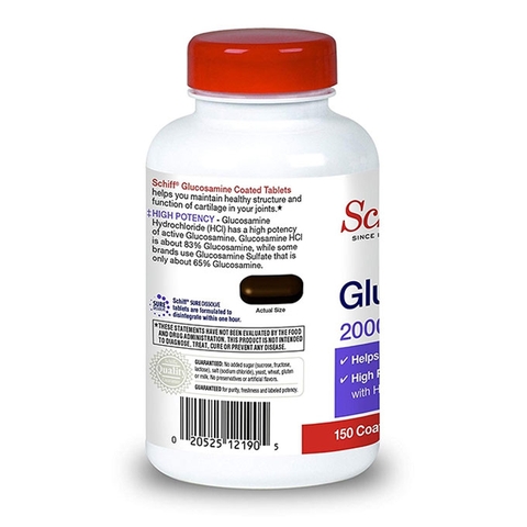 Schiff Glucosamine 2000mg hỗ trợ đau nhức xương khớp, Chai 150 viên