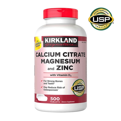 Viên Uống Bổ Khớp Kirkland Calcium Citrate Magnesium and Zinc, Hộp 500 viên