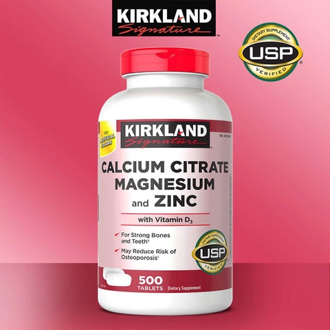 Viên Uống Bổ Khớp Kirkland Calcium Citrate Magnesium and Zinc, Hộp 500 viên