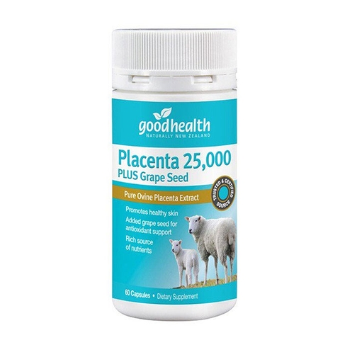 Nhau thai cừu Goodhealth Placenta 25000 Plus Grape Seed, Hộp 60 viên