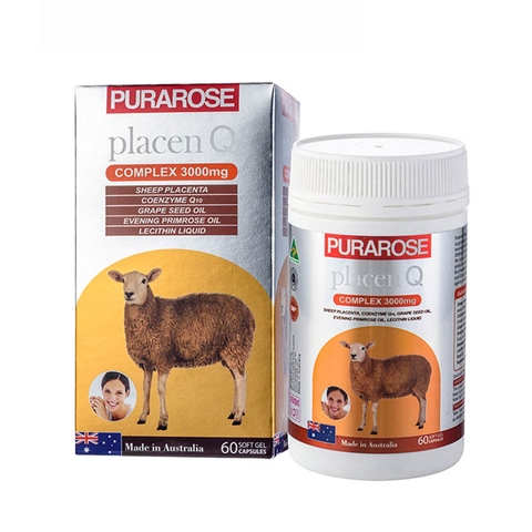 Nhau Thai Cừu Purarose Placen Q Complex 3000mg, Hộp 60 viên