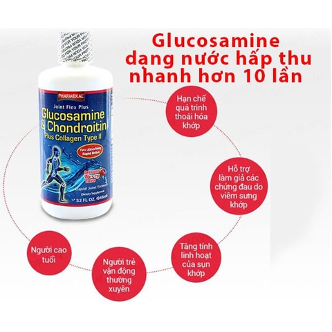 Nước uống bổ khớp Pharmekal Joint Flex Glucosamine & Chondroitin + Collagen Type II, Chai 946ml