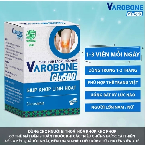 Shinpoong Varobone Glu 500 giúp khớp linh hoạt, Chai 60 viên