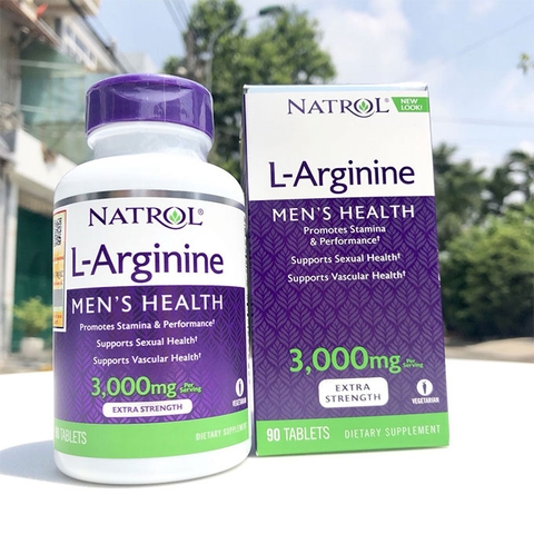 Natrol L-Arginine 3000mg hỗ trợ sinh lý nam, Hộp 90 viên