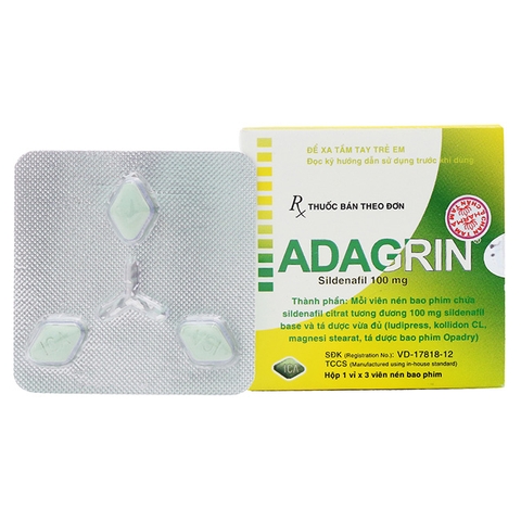 Thuốc cường dương Adagrin 100 mg, Hộp 3 viên