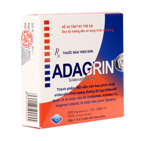 Thuốc cường dương Adagrin 50 mg, Hộp 3 viên