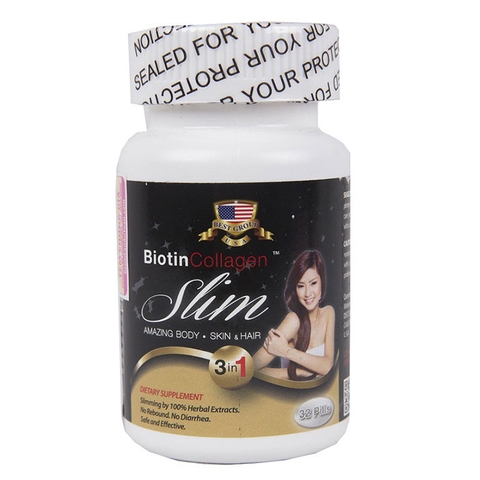 Viên uống giảm cân Biotin Collagen Slim, Hộp 32 viên