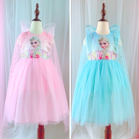 Mua Online Váy đầm công chúa Elsa, trang phục hóa trang Elsa đính kim tuyến  cho bé gái kèm tà dài (Tặng bộ phụ kiện) E149 | Khuyến mãi giá rẻ 244.000 đ
