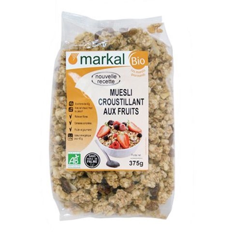 Ngũ cốc giòn trái cây hữu cơ Muesli Croustillant Aux Fruits Markal 375g