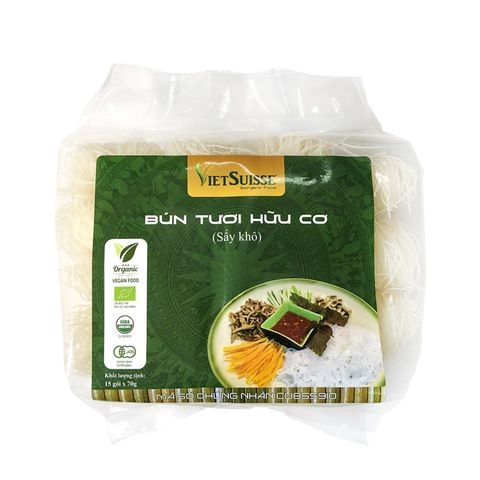 Bún tươi hữu cơ sấy khô Vietsuisse 70G (15 vắt/túi )