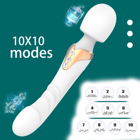 Chày Rung Hai Đầu 1 Đầu Dương Vật, 10 Chế Độ Rung Tần Số | Cao Cấp