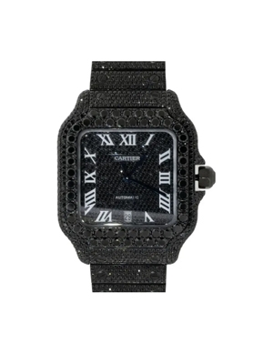 Đồng Hồ Nam Santos de Cartier – PVD Đen – Đính Kim Cương Đen