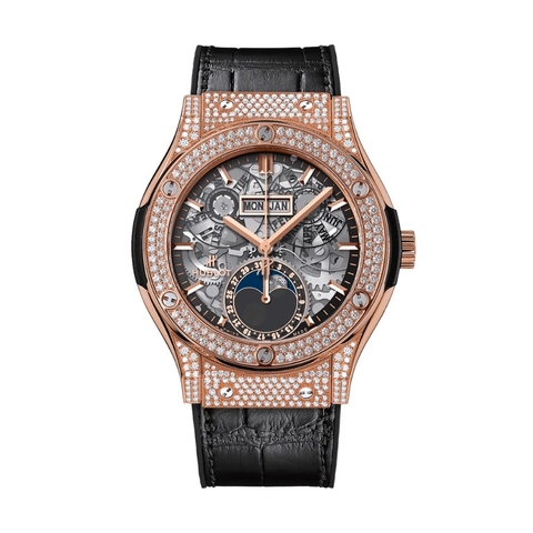 Đồng Hồ Hublot Classic Fusion Aerofusion Moonphase King Gold Pave 42mm 547.OX.0180.LR.1704