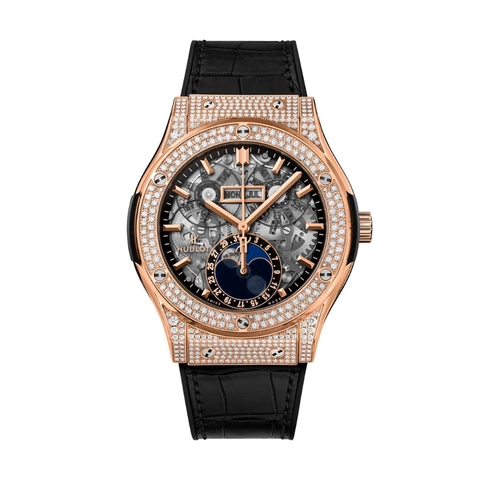 Đồng Hồ Hublot Classic Fusion Aerofusion Moonphase King Gold Pave 45mm 517.OX.0180.LR.1704