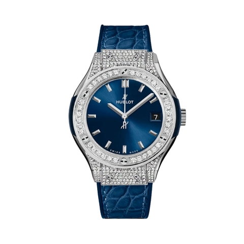 Đồng Hồ Hublot Classic Fusion Blue Titanium Pavé 38mm 565.NX.7170.LR