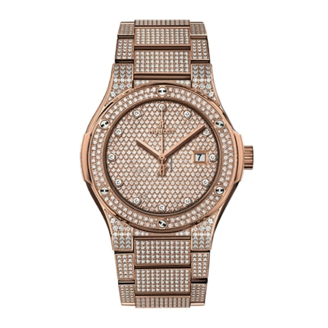 Đồng Hồ Hublot Classic Fusion Bracelet King Gold Full Pavé 42mm 548.OX.9000.OX.3704