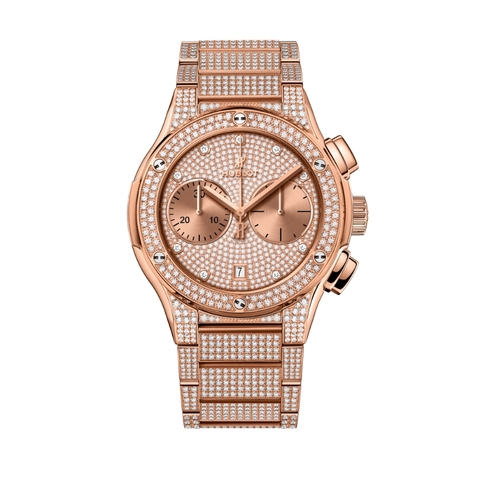 Đồng Hồ Hublot Classic Fusion Chronograph King Gold Full Pavé Bracelet 45mm 520.OX.9010.OX.3704