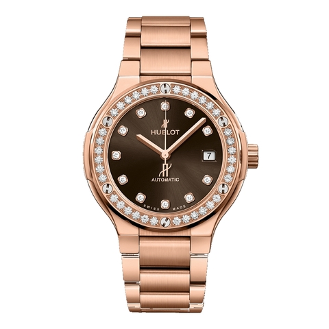 Đồng hồ Hublot Classic Fusion King Gold Brown Diamonds Bracelet 38mm 568.OX.898M.OX.1204