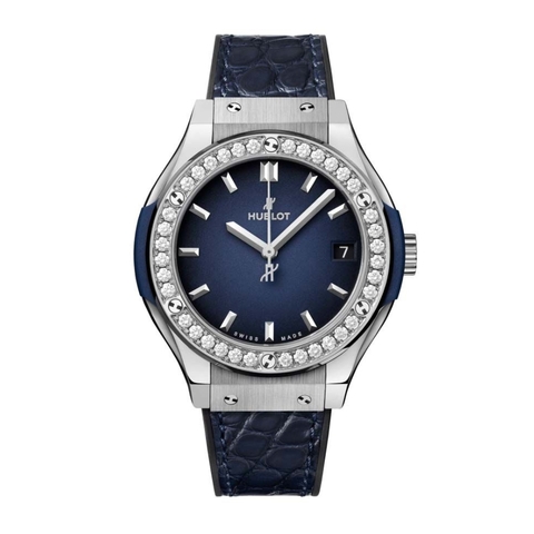 Đồng Hồ Hublot Classic Fusion Titanium Deep Blue Diamonds 33mm 581.NX.6670.LR.1104.JPN19